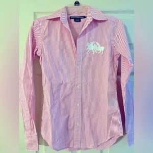Ralph Lauren Sport, Size 2, striped pink and white.